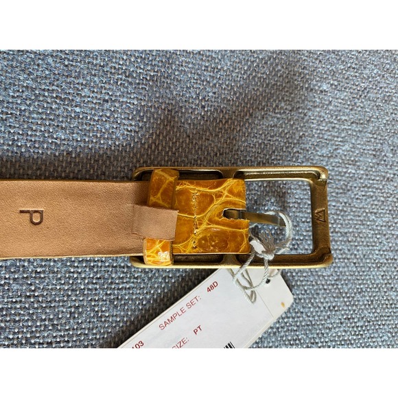 The Worth Collection womans belt Mustard classic croco belt crocodile size PT 28 - Picture 4 of 16
